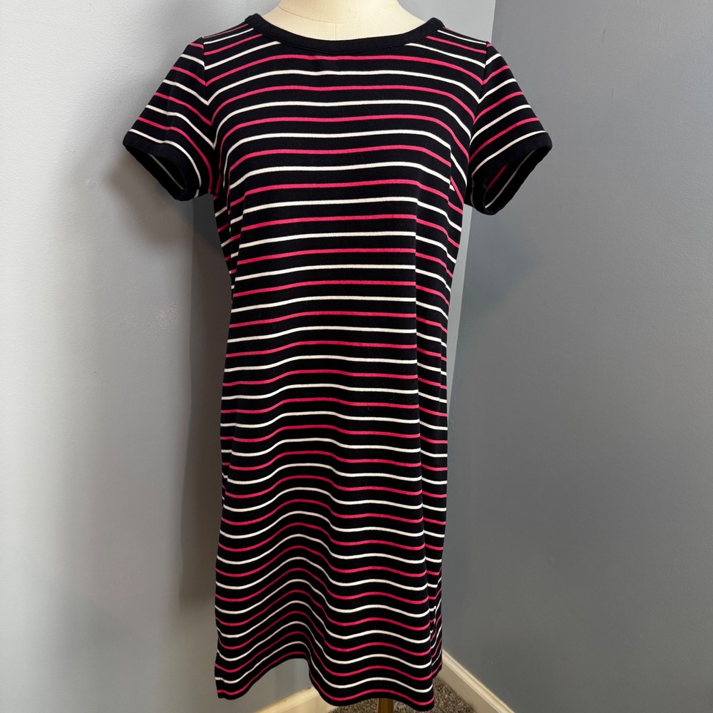 Talbots Womens Navy Pink White Striped Cotton Short Sleeve T-Shirt Dress Size S - Picture 10 of 10